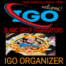 a poster for igo islamic group organisations with a picture of a man in a crown