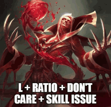 a picture of a vampire with the words " l + ratio + don 't care + skill issue " below it