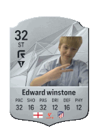 a card that says edward winstone on the top