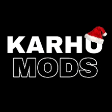 the logo for karhu mods has a santa hat on it