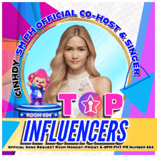 a poster that says top influencers with a girl on it