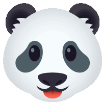 a panda bear face with its tongue out