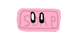 a drawing of a pink soap bar with the word soap on it