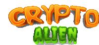 a logo that says crypto alien in orange and green letters