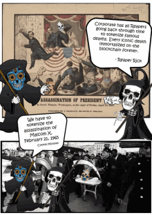 a cartoon of reaper rick talking about corporate