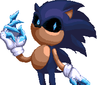 a pixel art of sonic the hedgehog holding a sword