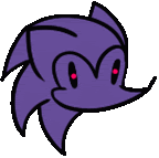 a purple sonic the hedgehog with red eyes and a purple tail .