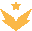 a yellow winged emblem with a star on top of it .