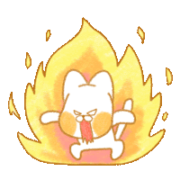 a cartoon drawing of a cat with flames coming out of its mouth