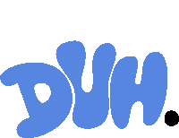 a blue logo that says duh on it