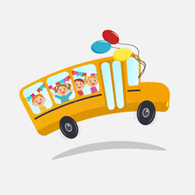 a cartoon illustration of a school bus with children on it