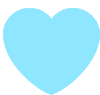 a light blue heart is against a white backdrop