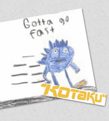 a drawing of a hedgehog with the words gotta go fast below it