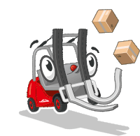 a cartoon drawing of a linde forklift