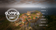 a screenshot of a game called olympia craft shows a greek theme