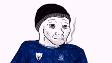 a cartoon of a man smoking a cigarette and wearing a shirt that says kartoffelskin