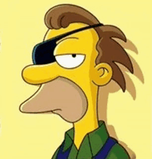 a cartoon character from the simpsons is wearing a pair of sunglasses and overalls .