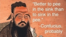 a painting of a man with a beard and mustache with a quote from confucius