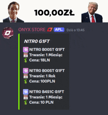 a screenshot of onyx store with a picture of trump