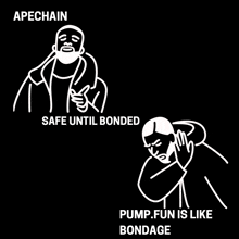 a drawing of a man with the words safe until bonded pump fun is like bondage