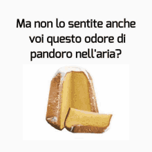 a picture of a pandoro with the words ma non lo sentite anche voi questo odore di pandoro nell 'aria