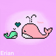 a pixel art of two whales with the name erian on the bottom right