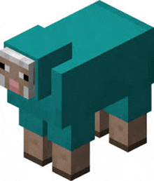 a minecraft sheep is wearing a blue sweater .