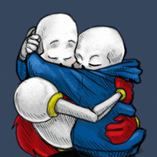 a couple of skeletons hugging each other with their eyes closed