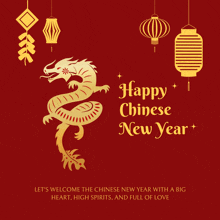 a chinese new year greeting card with a dragon