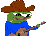 a cartoon frog is wearing a cowboy hat and playing a guitar .