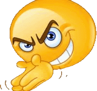 a cartoon smiley face with an angry look on his face and a hand on his chin .