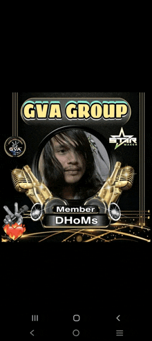 a poster for gva group with a picture of a man in the center