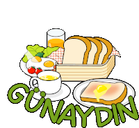 a cartoon drawing of a breakfast with the word günaydin below