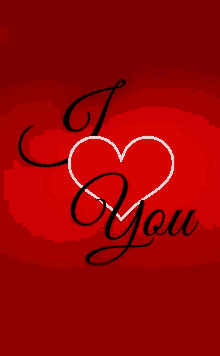 a red background with the words i love you and a heart in the middle