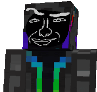 a minecraft character with a black face and rainbow tears coming out of it 's mouth