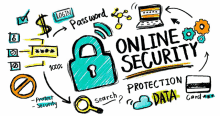 a drawing of a padlock with the words online security