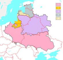 a map of europe with numbers 1 through 5