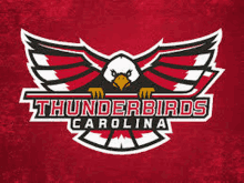 the logo for the thunderbirds carolina is a bald eagle with its wings outstretched .