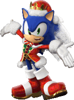 sonic the hedgehog wearing a santa suit and crown