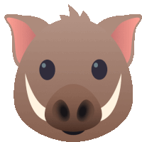 a cartoon drawing of a boar 's face with big tusks