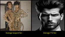 average leopard fan and average t72 fan are shown on a black and white photo