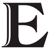 the letter e is shown in black on a white background