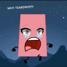 a cartoon character is crying with the words " why teardrop " below it