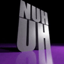 a 3d rendering of the word uh on a purple surface .