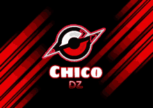 chico dz logo on a black background with red lines