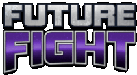 a purple and silver logo for future fight with a white background