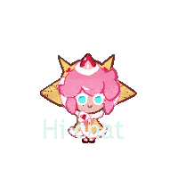 a cookie run character with a strawberry on her head