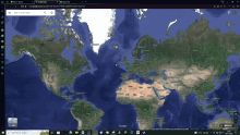 a computer screen shows a map of the world with a google search bar