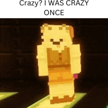 a minecraft character is standing in a dark room and says crazy ? i was crazy once .