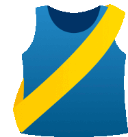 a blue tank top with a yellow ribbon across the front